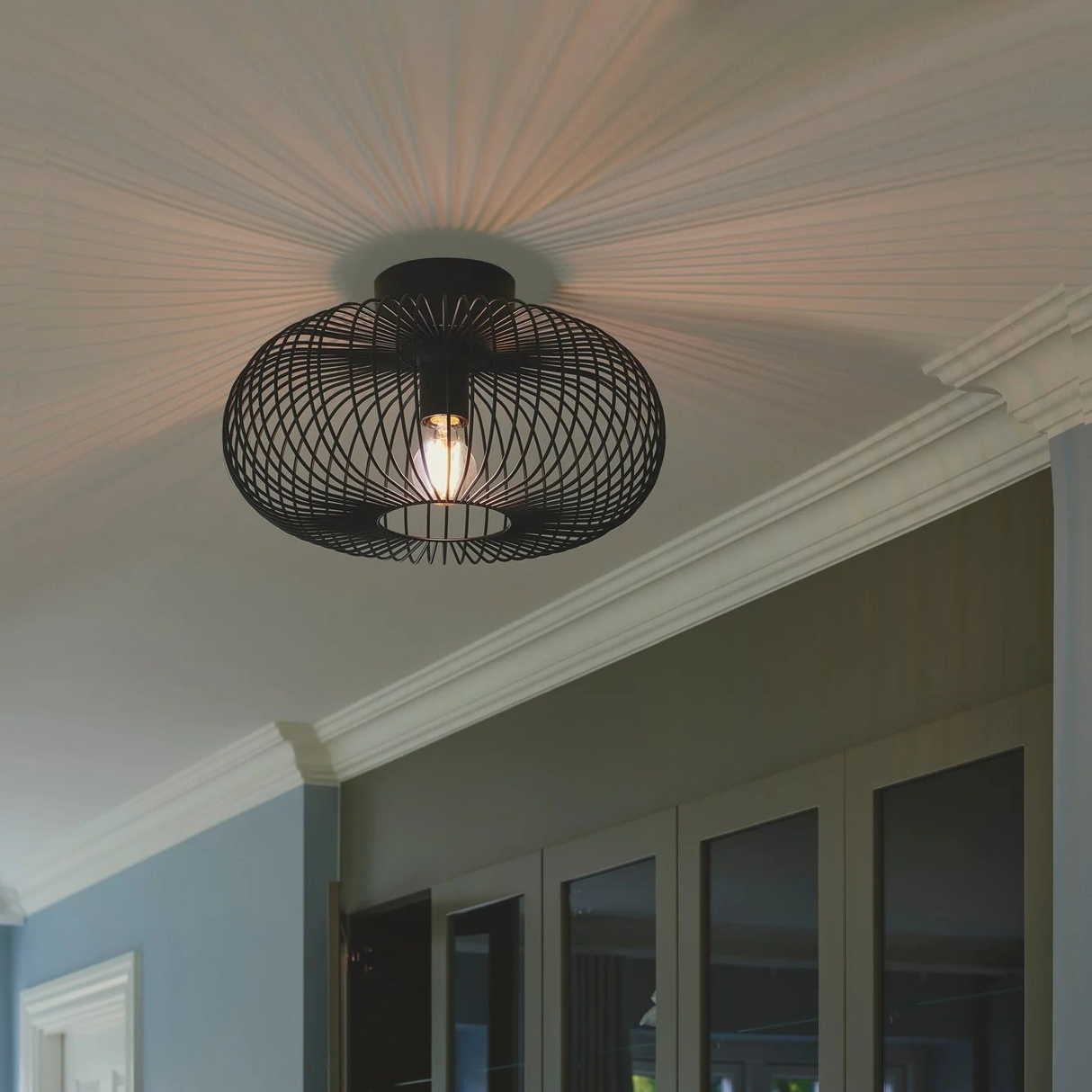Plafondlamp Beroni rond metaal zwart