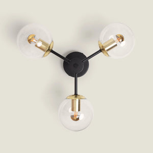 Plafondlamp zwart goud glazen bollen