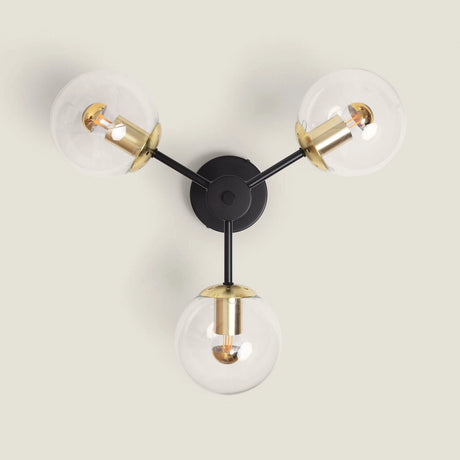 Plafondlamp zwart goud glazen bollen