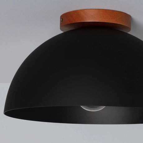 Plafondlamp zwart met hout & E27 fitting 'Nola' - FOIR