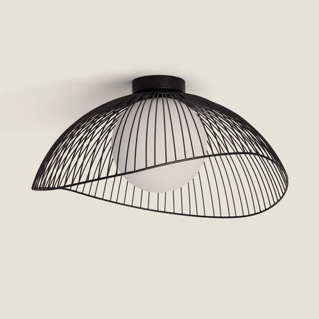 Plafondlamp zwart industrieel metaal en glas
