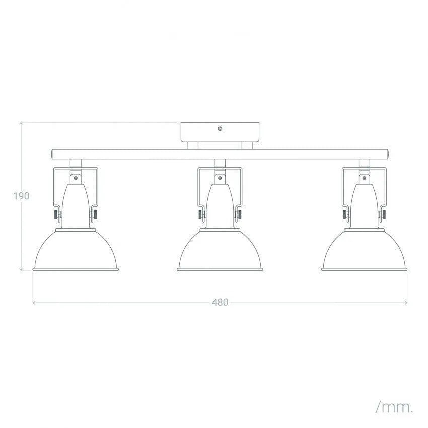 Plafondspot industrieel zwart goud 'Haines' 3 kappen 3x E14 fitting - FOIR