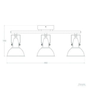Plafondspot industrieel zwart goud 'Haines' 3 kappen 3x E14 fitting - FOIR