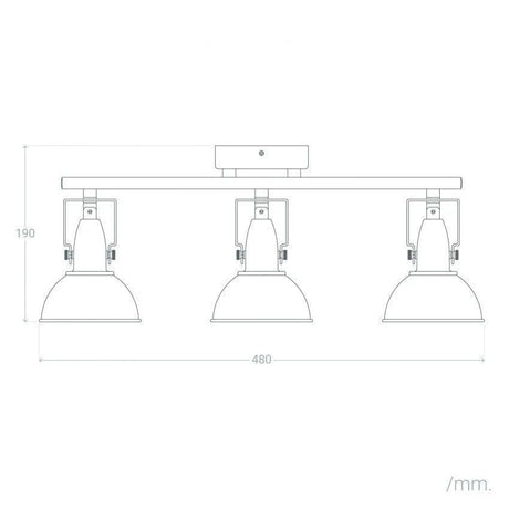 Plafondspot industrieel zwart goud 'Haines' 3 kappen 3x E14 fitting - FOIR