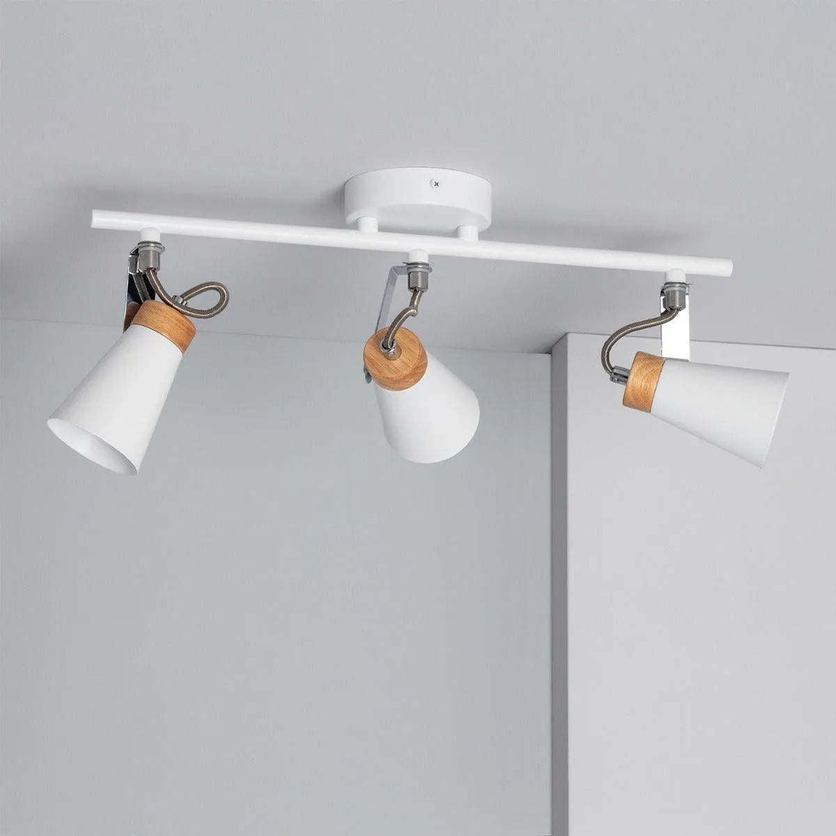 Spot plafond wit hout 'Anna' GU10 fitting 3 spots 45 cm - FOIR