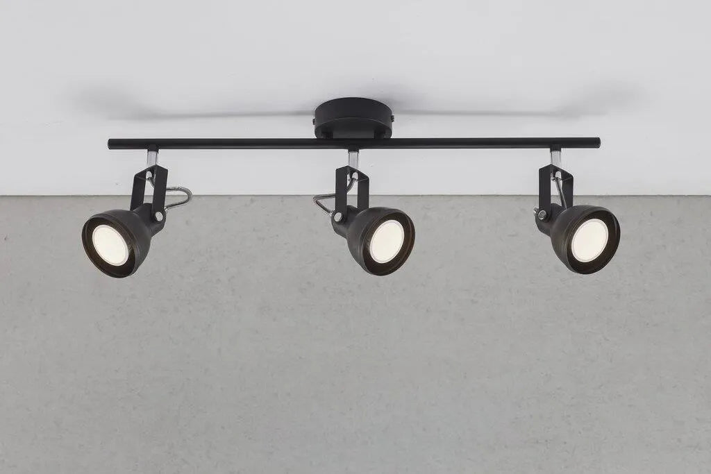 Zwarte plafondlamp met 3 GU10 fittingen en verstelbare kappen  5701581369382 45740103