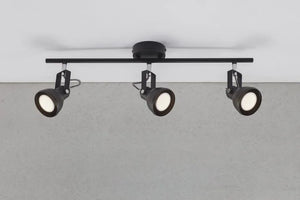 Zwarte plafondlamp met 3 GU10 fittingen en verstelbare kappen  5701581369382 45740103