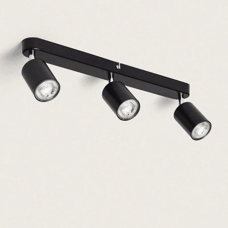 Plafondspot zwart verstelbaar 'Hainer' 3x gu10 fitting - FOIR