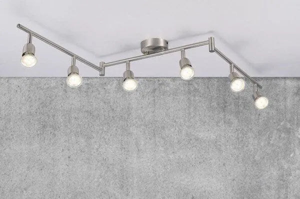 Moderne plafondbar met 6 GU10 fittingen modern geborsteld staal 2113210132 5704924009440 2258633