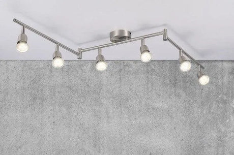 Moderne plafondbar met 6 GU10 fittingen modern geborsteld staal 2113210132 5704924009440 2258633