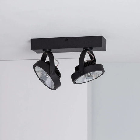 Grote dimbare plafondlamp met 2 spots zwart