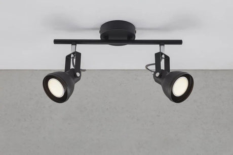 Plafondspot zwart gu10 Nordlux plafondlamp met 2 spots zwart metaal verstelbaar