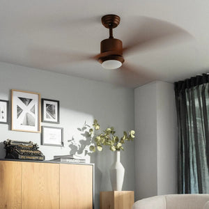 Plafondventilator design hout rond met ingebouwde led lamp