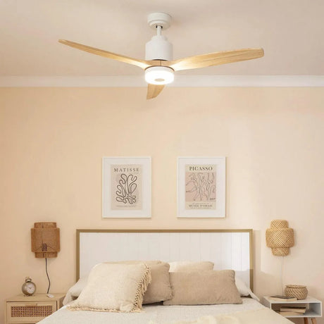 Ventilator wit met hout & afstandsbediening 'Johnny' 132cm - FOIR