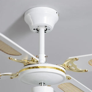 Plafondventilator 'Lennart' goud met wit E27 fitting 103cm met trekschakelaar - FOIR