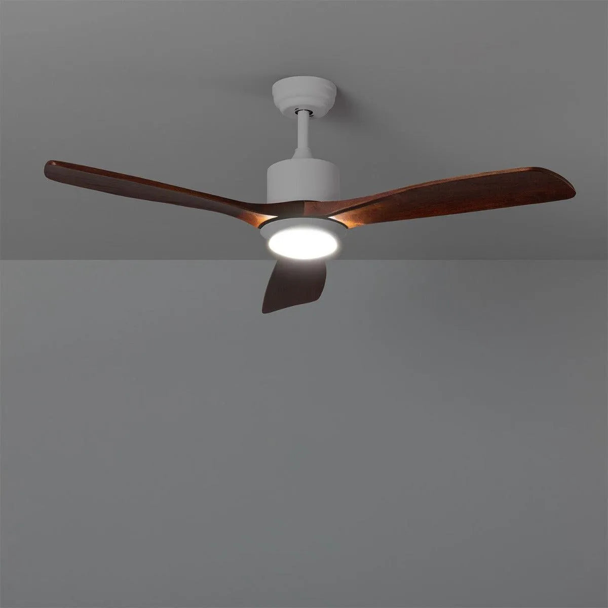Ventilator met houten bladen plafond 'Forest' donker hout led lamp 132cm - FOIR