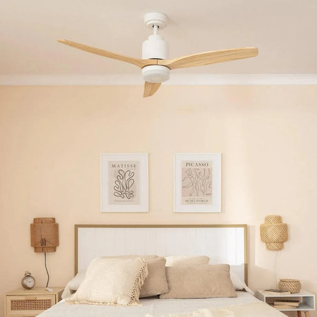 Ventilator wit met hout & afstandsbediening 'Johnny' 132cm - FOIR