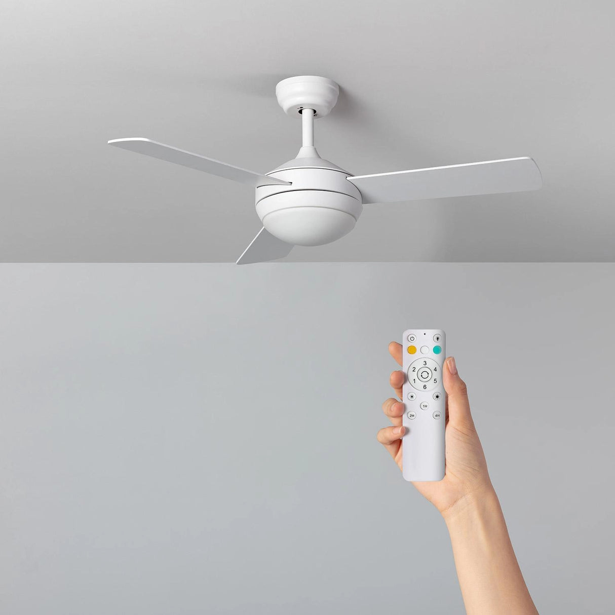 Plafondventilator wit rond led lamp 102cm
