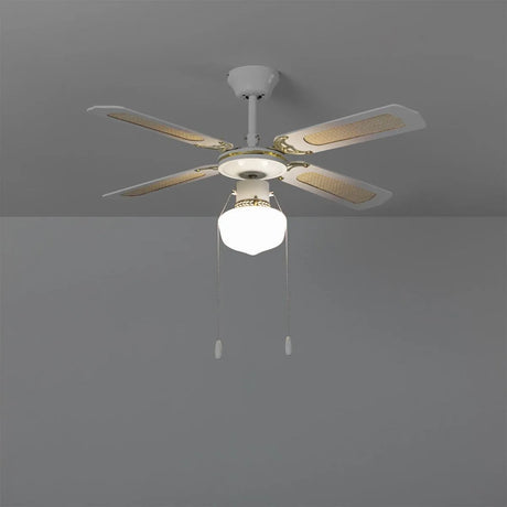 Plafondventilator 'Lennart' goud met wit E27 fitting 103cm met trekschakelaar - FOIR