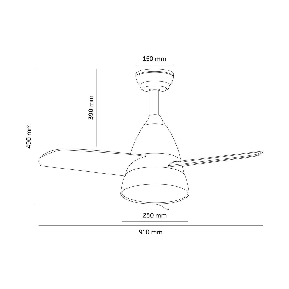 Plafondventilator modern wit 920mm