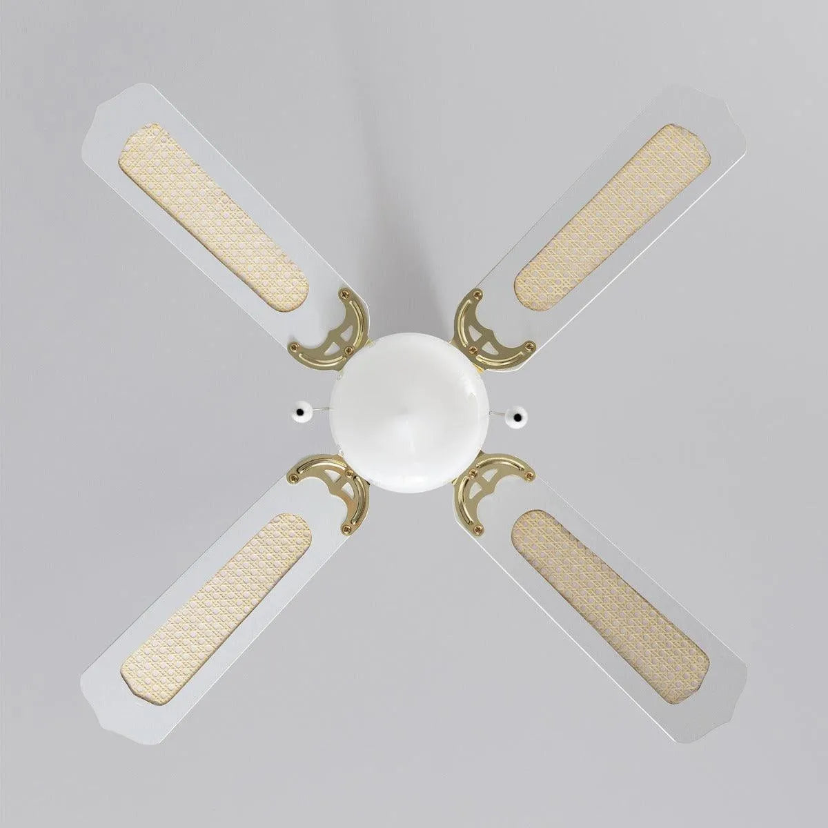 Plafondventilator 'Lennart' goud met wit E27 fitting 103cm met trekschakelaar - FOIR