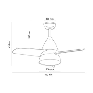 Plafondventilator zilver modern led lamp rond