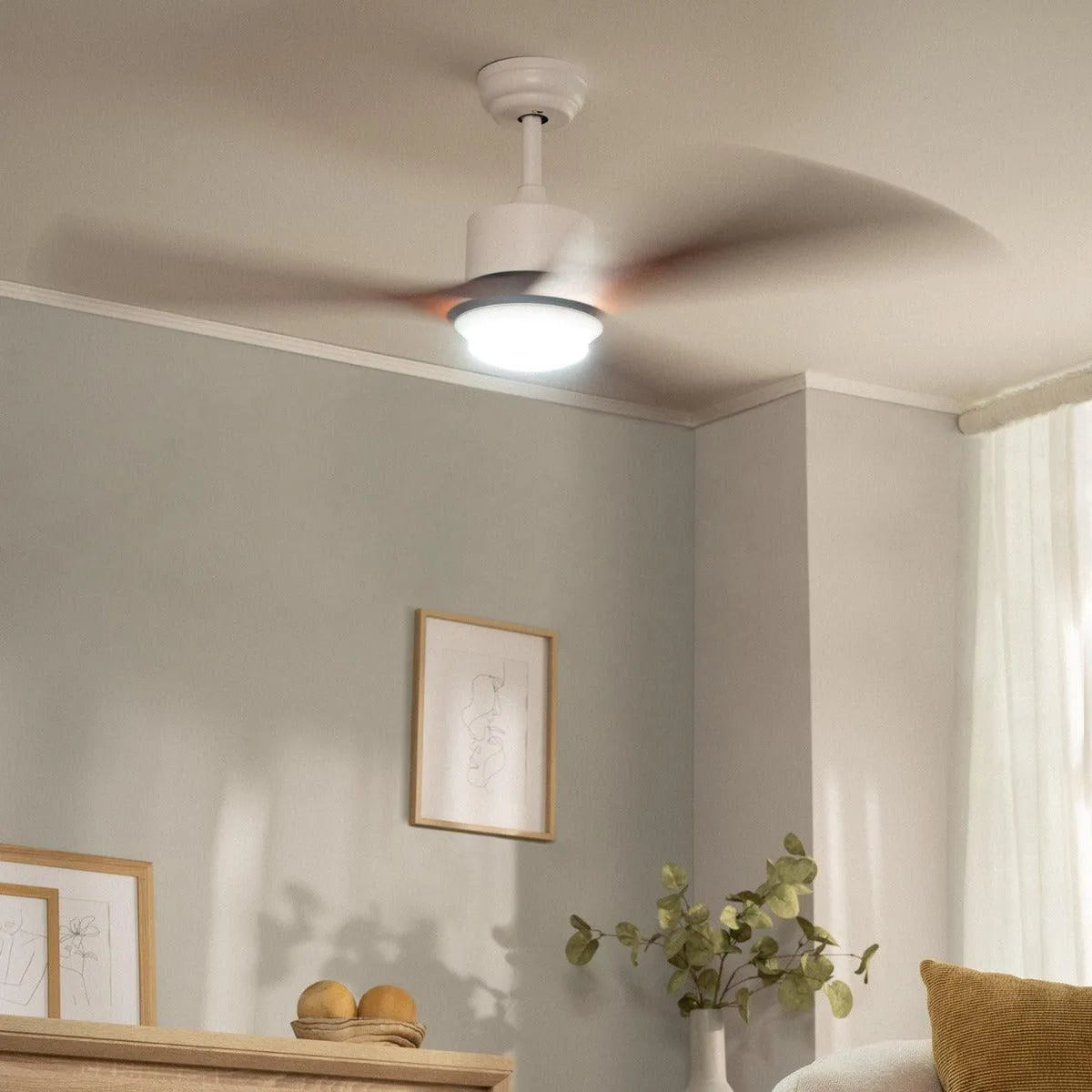Ventilator met houten bladen plafond 'Forest' donker hout led lamp 132cm - FOIR