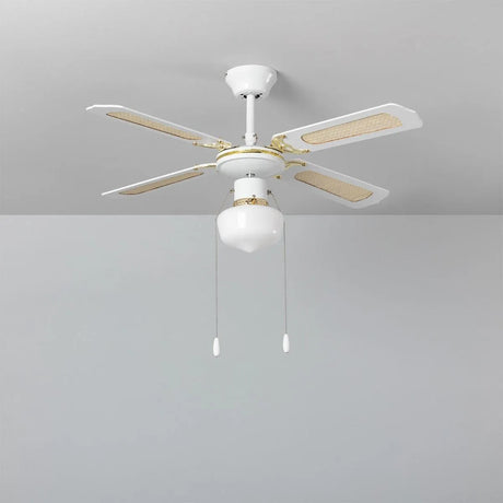 Plafondventilator 'Lennart' goud met wit E27 fitting 103cm met trekschakelaar - FOIR