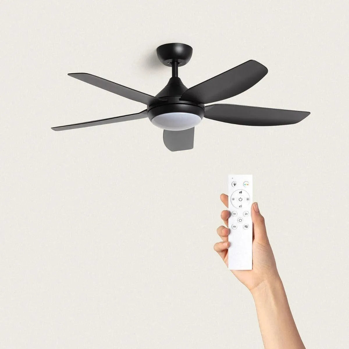Plafondventilator zwart met led lamp