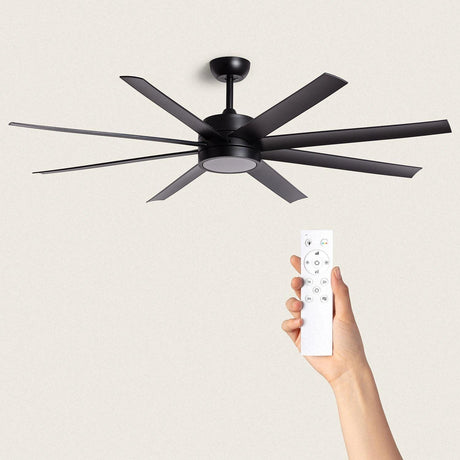 Stille plafondventilator zwart 'Hydra' met LED 157cm - FOIR