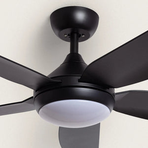 Plafondventilator 'Jeroen' zwart WiFi SONOFF Smart LED CCT 65W 116cm - FOIR