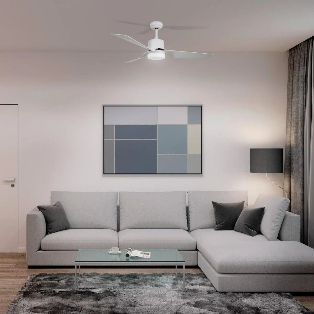 Plafondventilator wit 'Minimal' PRO groot LED modern 132cm - FOIR