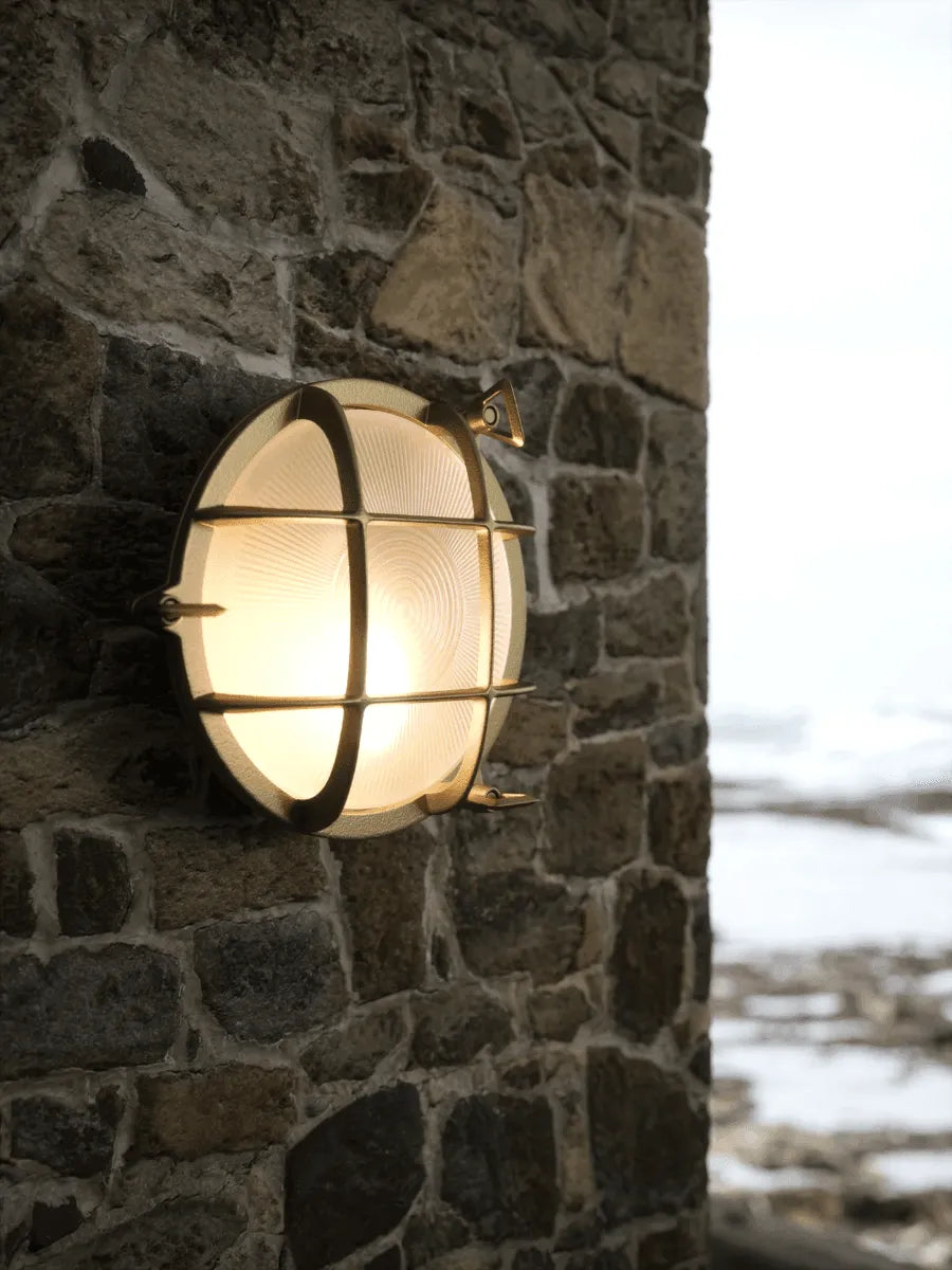 Design wandlamp Nordlux polperro messing e27 fitting scheepslamp