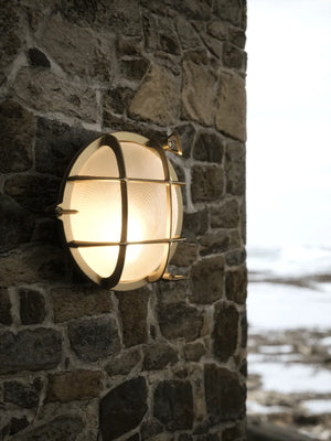 Design wandlamp Nordlux polperro messing e27 fitting scheepslamp