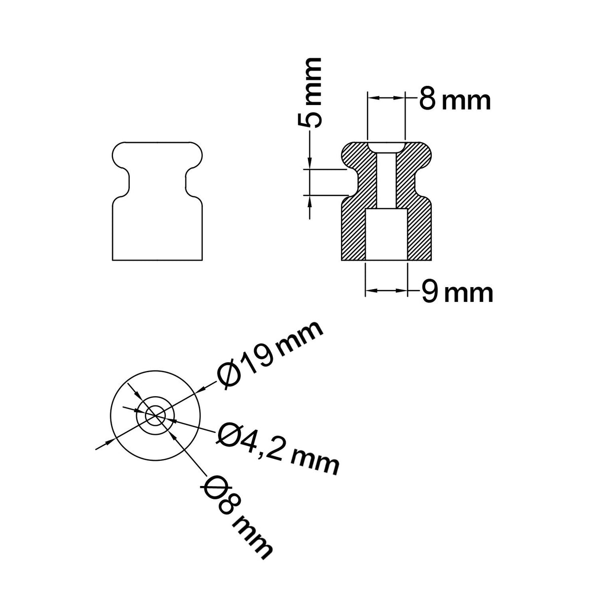 Porselein kabel houder wand rond (per 2 stuks)