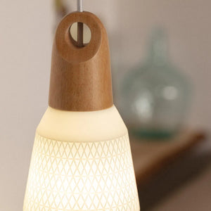 Porselein e27 fitting modern hout wit 