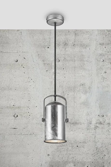 Hanglamp zilver industrieel gegalvaniseerd E27 fitting 'Nordlux porter 9' 9 cm - FOIR