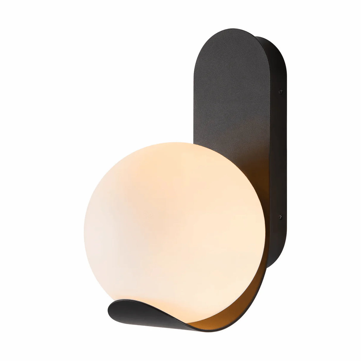 Buitenlamp zwart bol 'Dalius' opaal glas e27 metaal 30 cm