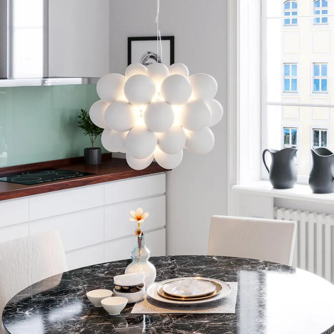 Hanglamp opaal glas 'Gross' By Rydens glas handgeblazen 8x G9 500mm