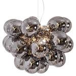 Hanglamp zilver 'Gross Grande' By Rydens glazen hanglamp 8x G9 fitting 63 cm