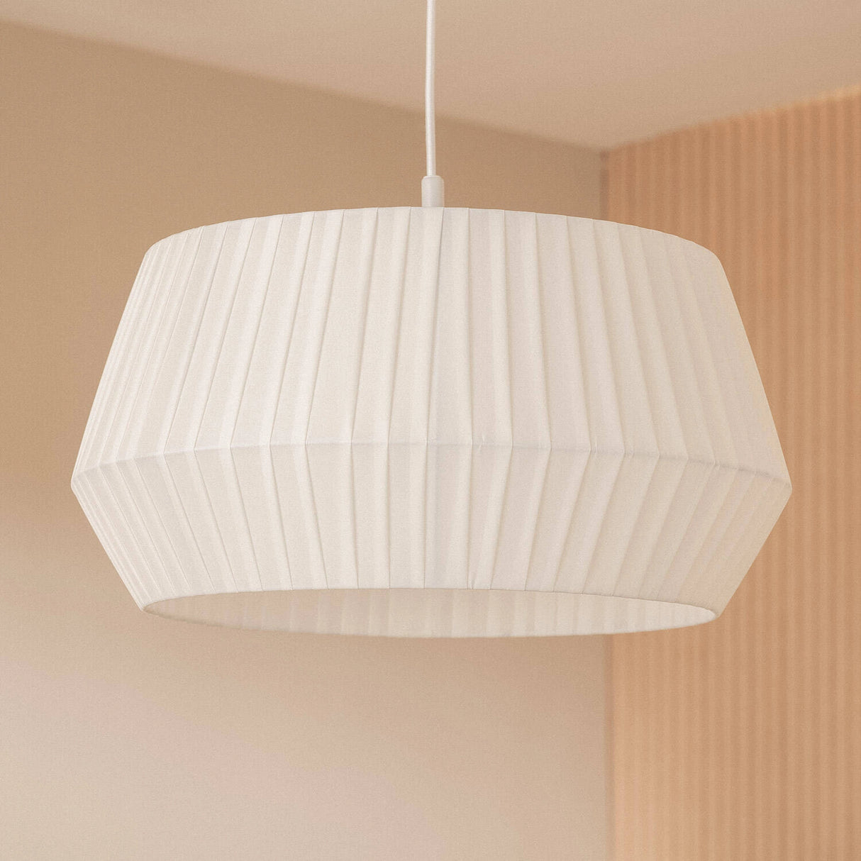 Hanglamp stof wit design rond 50 cm