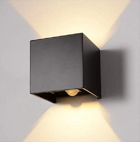 Buitenlamp met sensor zwart kubus ace 