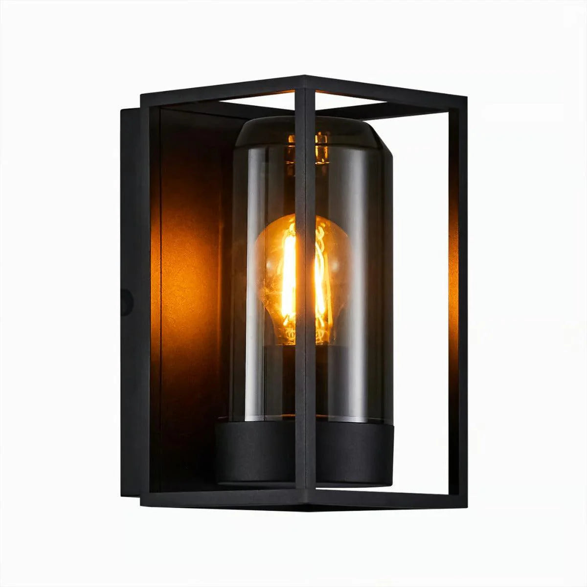 Nordlux Griffin wandlamp zwart met smokeglas & E27 fitting 23 cm