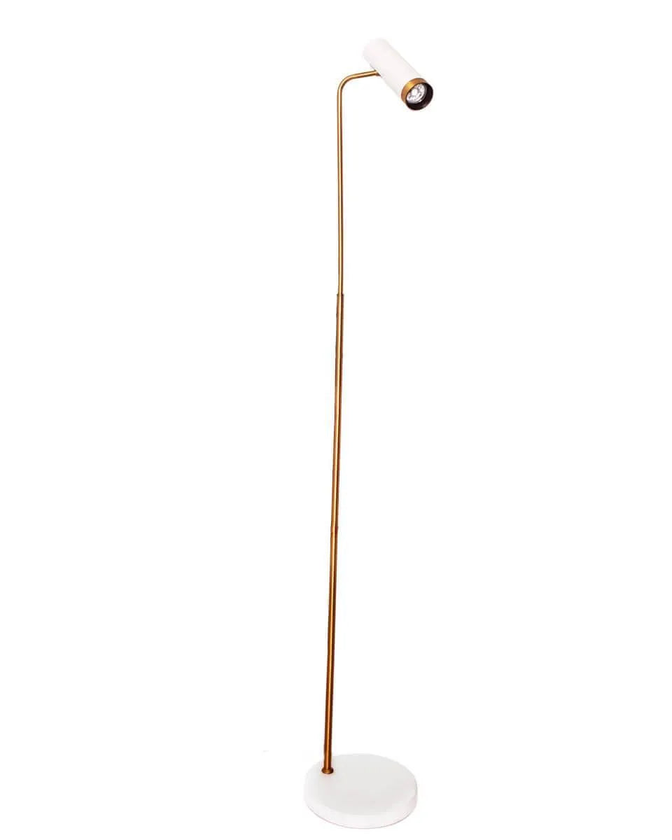 Mat wit gouden vloerlamp met schakelaar en Gu10 fitting By Rydens Puls - FOIR