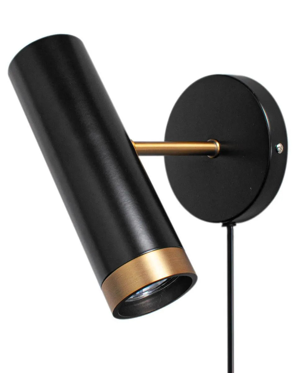 Zwart gouden wandlamp met GU10 fitting en schakelaar By Rydens Puls - FOIR