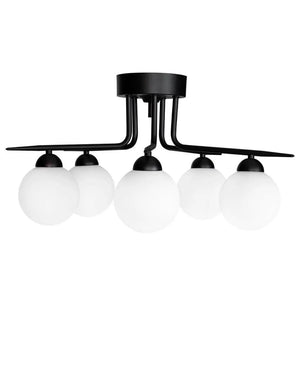Zwarte plafondlamp met opaalglazen kappen en G9 fittingen By Rydens Punto - FOIR