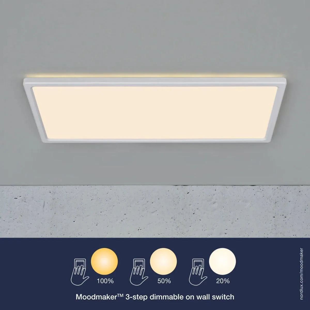 Grote witte plafondlamp rechthoek met Moodmaker Nordlux Harlow - FOIR
