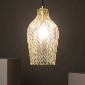 Hanglamp glas Ribbel e27 Retro goud