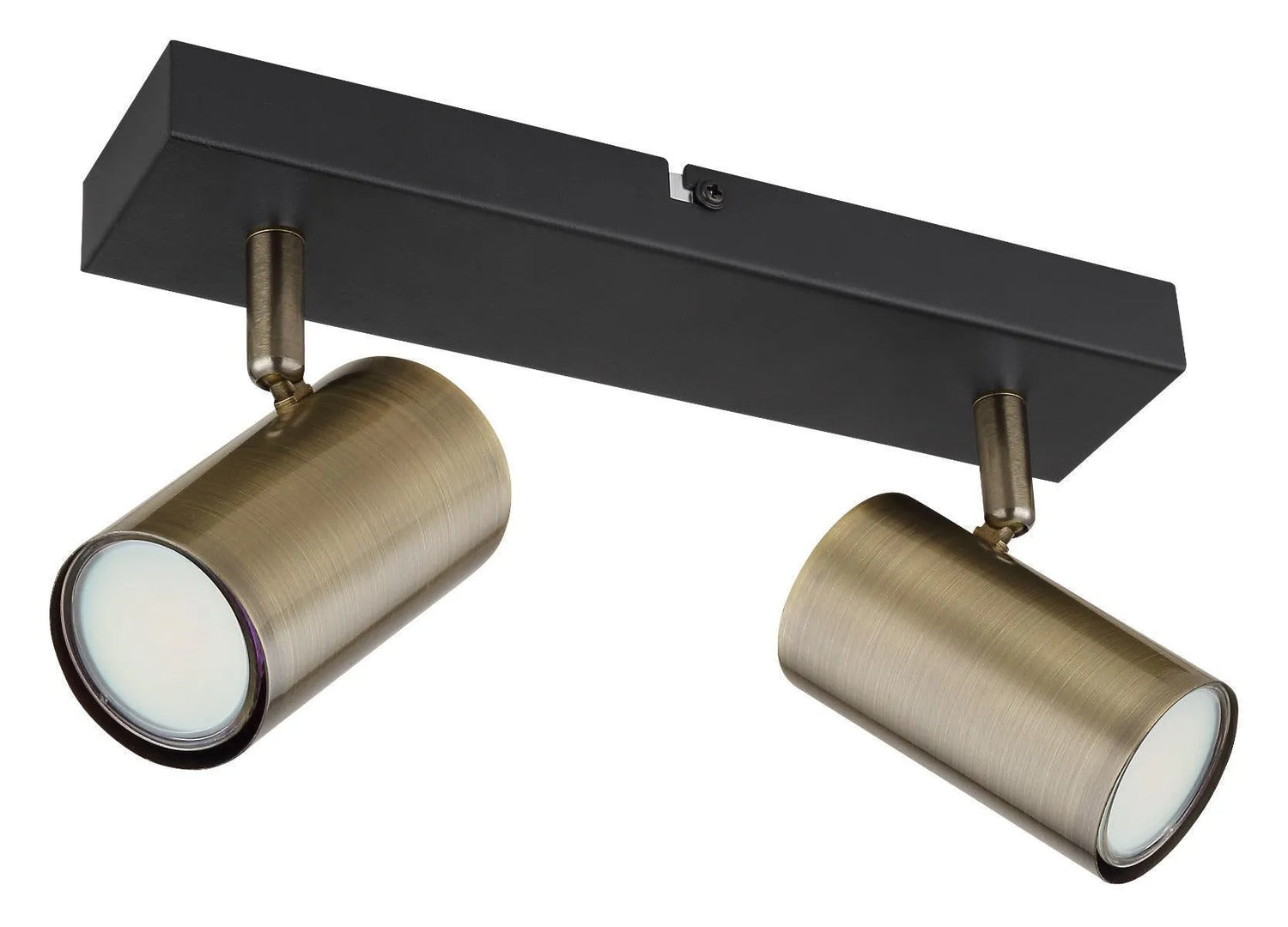 Plafondspot 2 spots zwart & antiek messing GU10 Robby - FOIR