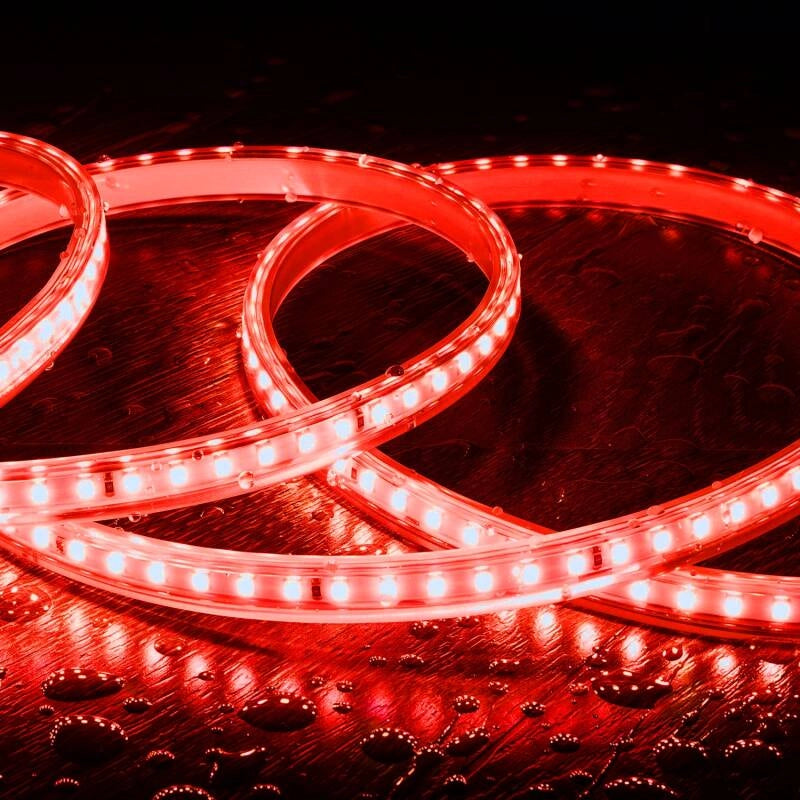 LED Strip 1 - 50 meter ROOD 220v IP65 om 20 cm te knippen